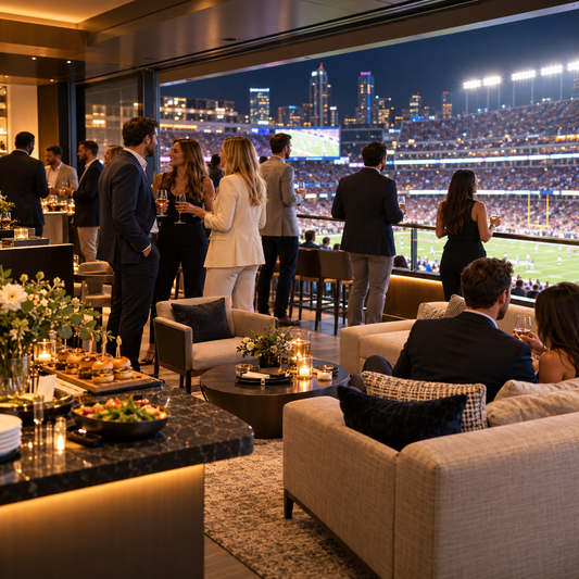 Executives watching a game from a private stadium suite